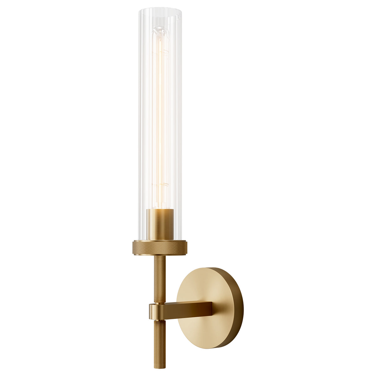 19" Brass Wall Sconces Bathroom Vanity Light Fixtures, Glass Tube Wall Sconces Solid Copper Base, Sconces Wall Lighting Indoors, Wall Lights For Mirror, Living Room, Bedroom, Hallway (1 Light, Including Bulb)