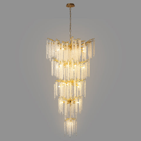 Gold H118'' Crystal Chandeliers for Entryway,Golden 28Lights Foyer Pendant Lighting Entrwey High Ceiling Chandeliers,Luxury Tree Branches Chandelier Lighting Hanging Light for Living Room